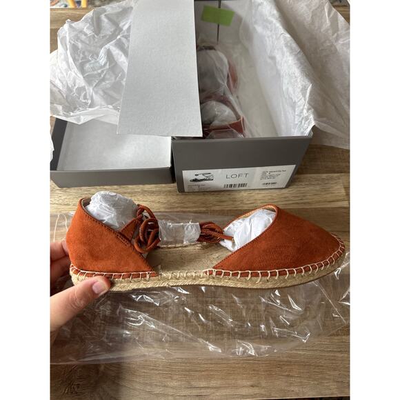 NWT Women's Loft Lace Up Espadrille Flat in Warm Rust size 9 Bohemian - Picture 3 of 4
